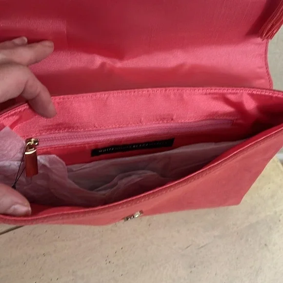 White House Black Market Clutch Suede Coral‎ Tassel Evening Bag - Picture 3 of 7